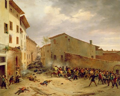 Die Schlacht vom 31. März 1849 in der Via delle Consolazioni in Brescia von Faustino Joli